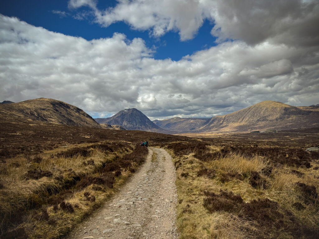 Vast expanse of Rannoch Moor with Buachaille Etive Mòr mountain in distance