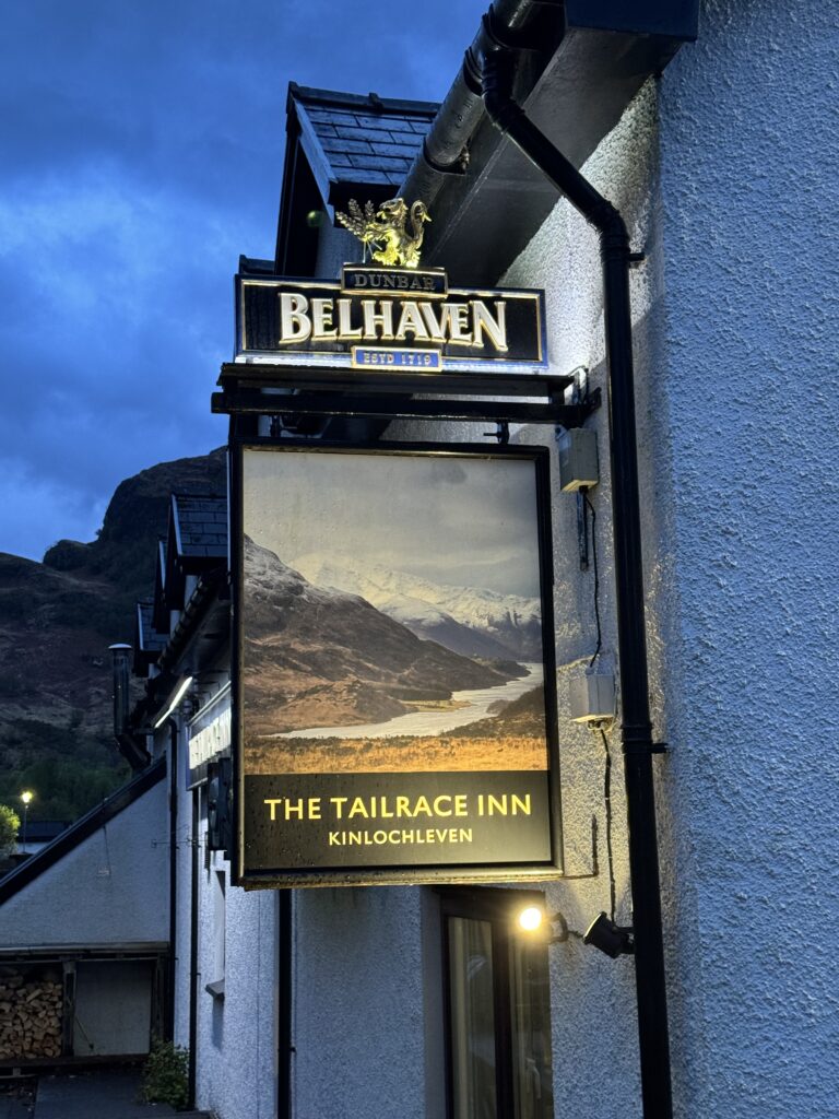 Welcoming sign at the Trailrace Inn