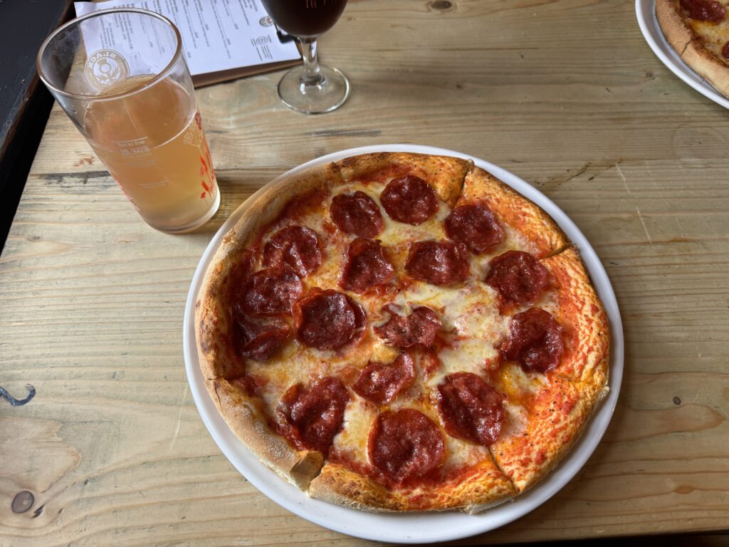 Beer and Pizza at the Black Isle Bar in Fort William