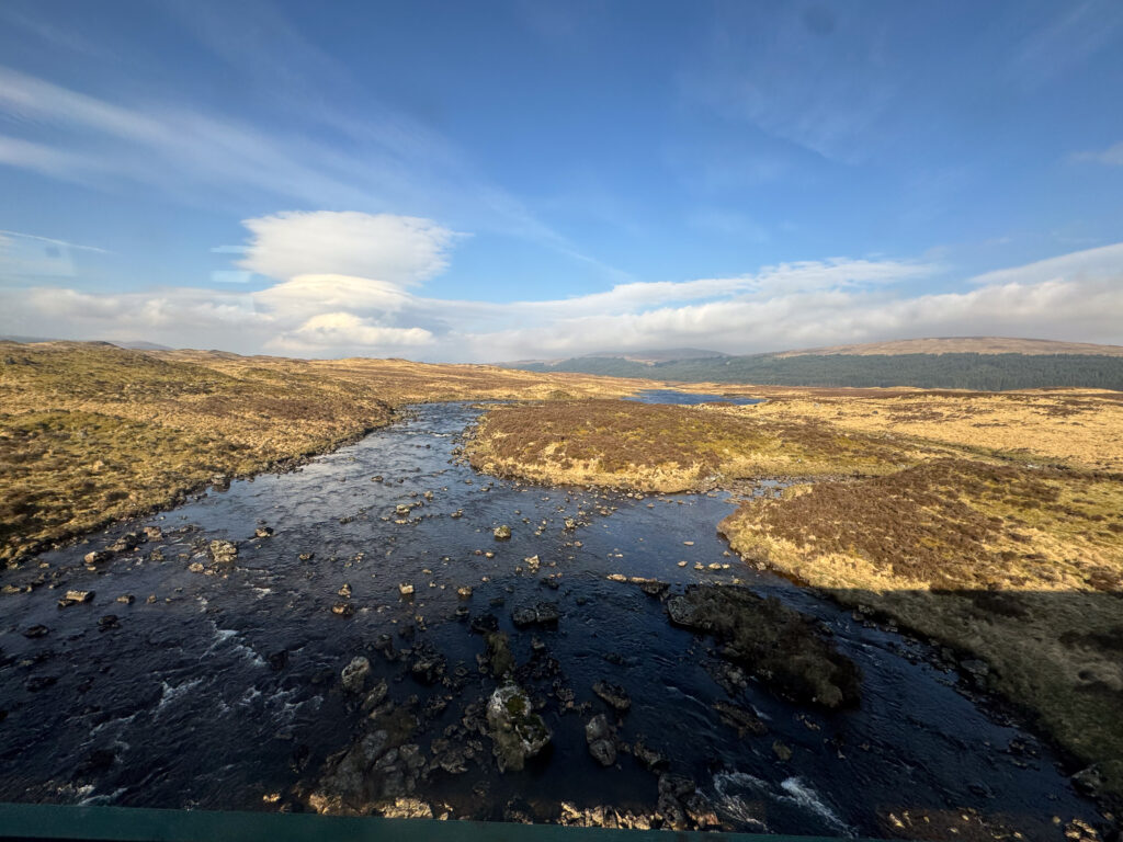 Scottish Highlands mountain scenery viewed from Fort William to Glasgow train